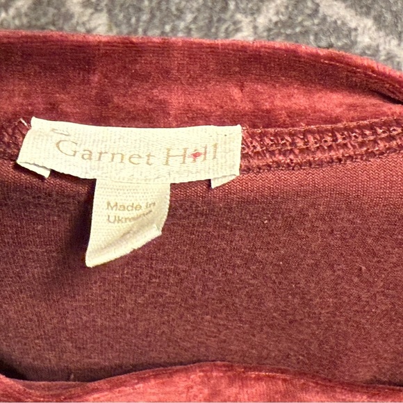 Garnet Hill Moonrise Velour Pullover Top Women Size S Red Wine 3/4 Sleeve Boxy - Picture 3 of 7